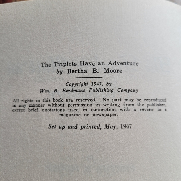 The Triplets Have an Adventure / Bertha B. Moore / 1947 / Vintage - Picture 3 of 3